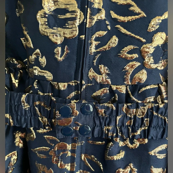 Lilly Pulitzer Kasslyn Dress in High Tide Navy/ Gold Floral Brocade - worn once! - Picture 13 of 13